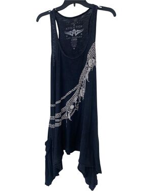 Affliction Black Racerback Tank with Chain & Charm Print Size Small Luminary
